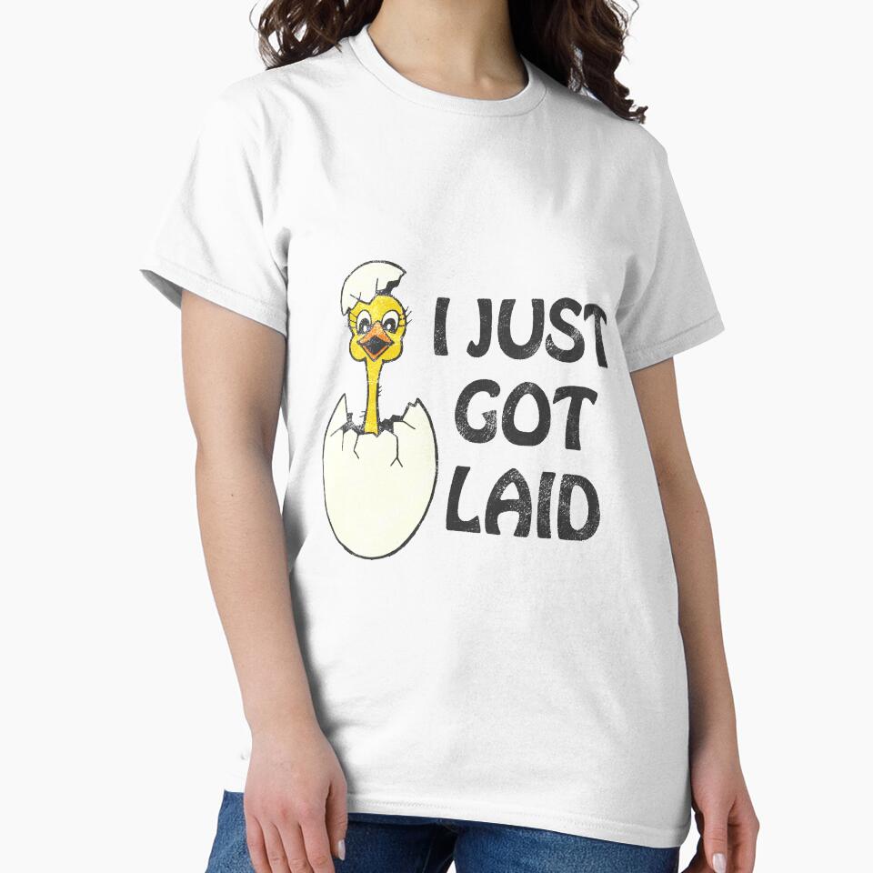 I Just Got Laid Vintage Distressed Design, Vintage Funny Saying, Chicken Just Got Laid by ArtifulPrints... (Image 2)