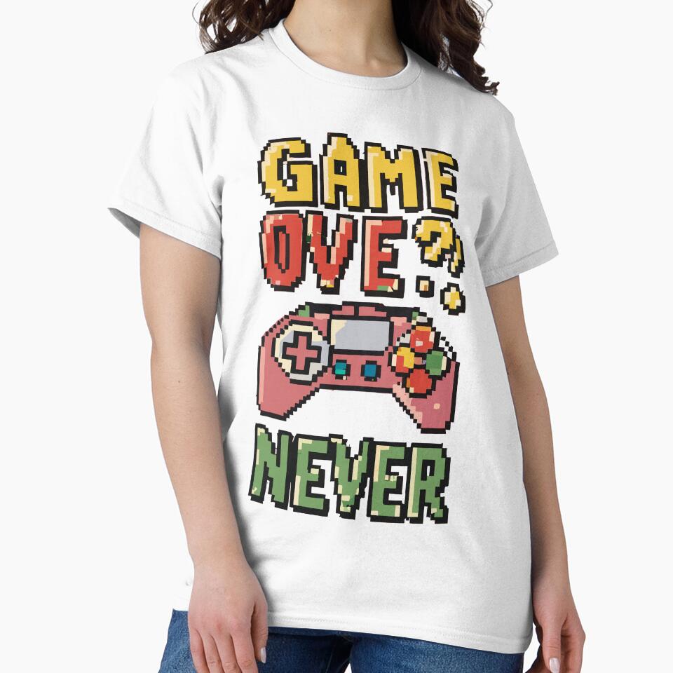 GAME OVE? NEVER retro pixelated gaming T-Shirt by XYDstore