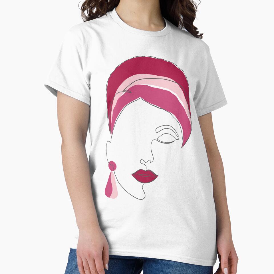 Minimalist Line Art Woman Red Pink by Designs24U