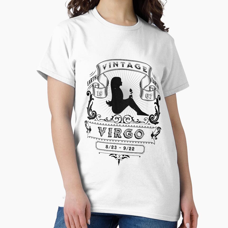 The Zodiac Sign of Virgo Black and White  1967 by rhombusOnion T-Shirts, Hoodie, Sweatshirt | BlankRebels.com (Image 2)