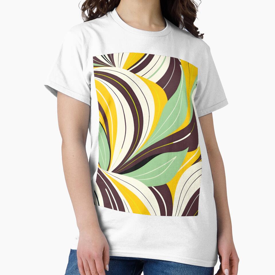 Mid Century Modern Abstract Botanical Lime, Cocoa Brown by Prints and Lifestyle T-Shirts, Hoodie, Sweatshirt (Image 2)