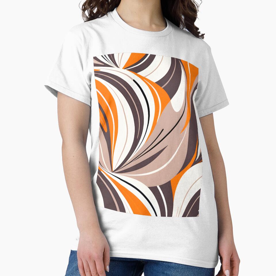 Mid Century Modern Abstract Botanical Taupe, Tangerine, Brown by Prints and Lifestyle T-Shirts, Hoodie, Sweatshirt (Image 2)