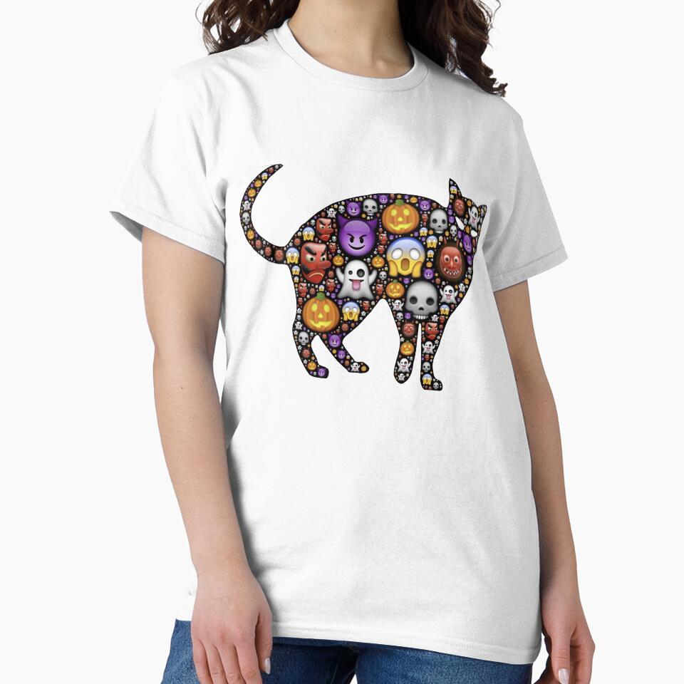 Black Cat Emoji Style Halloween design - Black Cat Halloween by AR Studios T-Shirts, Hoodie, Sweatshirt (Image 2)