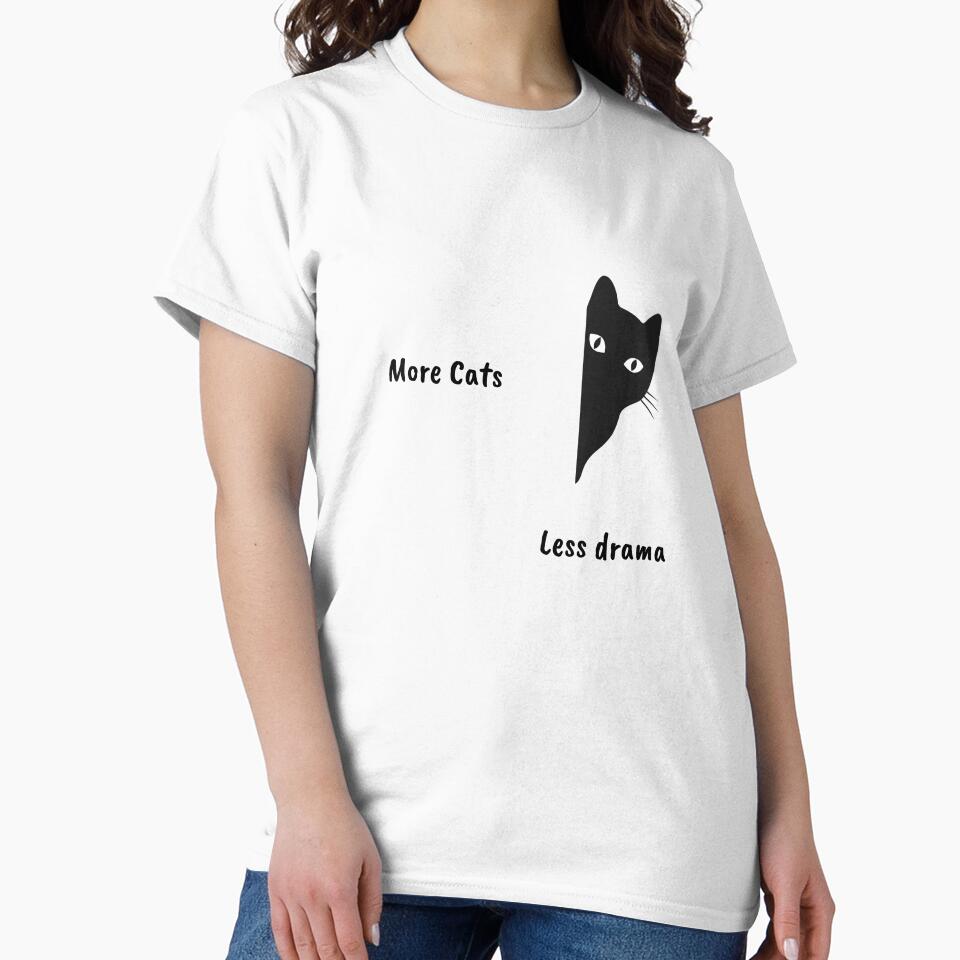 More Cats, Less Drama – Minimal Cat Lover Design by tiagoprint T-Shirts, Hoodie, Sweatshirt | BlankRebels.com (Image 2)