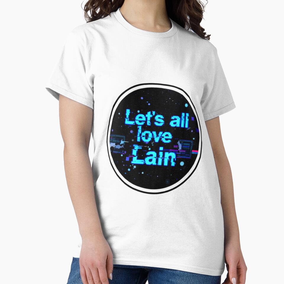 Let's all Love Lain text serial Experiments Lain sky Aesthetic | Cute Bear Hoodie Anime Vaporwave Design by... (Image 2)