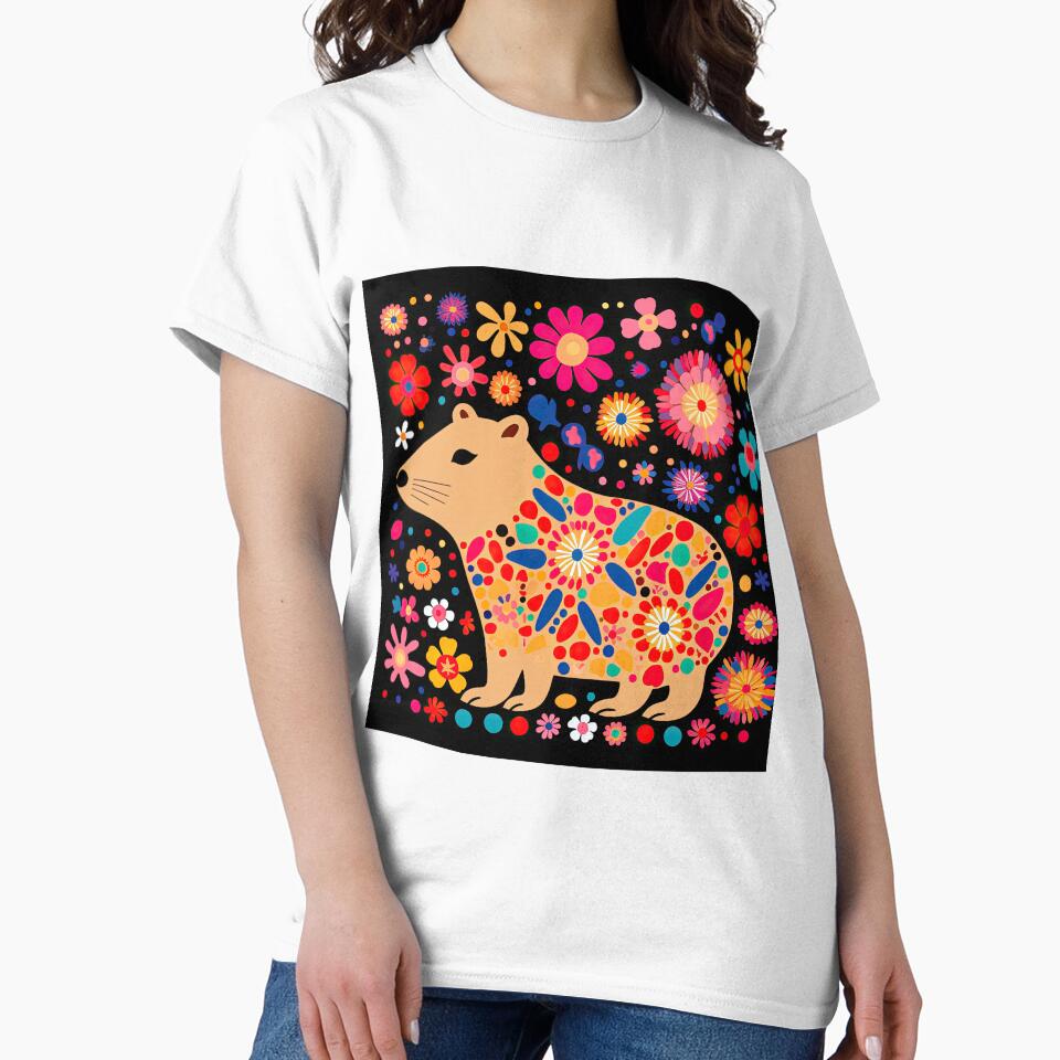 Abstract Floral Capybara Illustration by GulDesignCo T-Shirts, Hoodie, Sweatshirt | BlankRebels.com (Image 2)