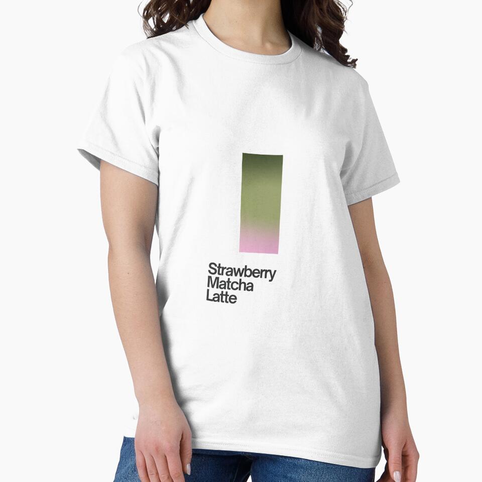 Strawberry Matcha Latte Aesthetic Art – Soft Pastel Coffee Wall Print by redratdesigns T-Shirts, Hoodie, Sweatshirt (Image 2)