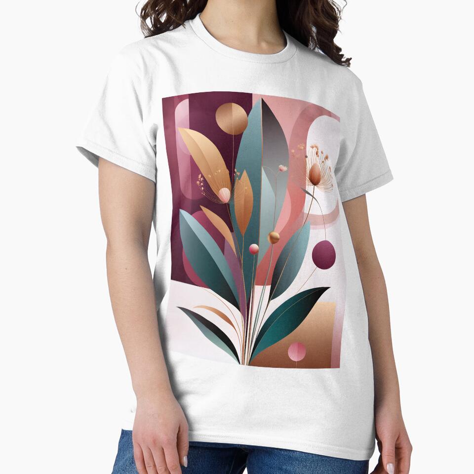 Mid Century Botanical Retro Geometric Leaves  Florals  Berry, Gold by Prints and Lifestyle T-Shirts, Hoodie,... (Image 2)