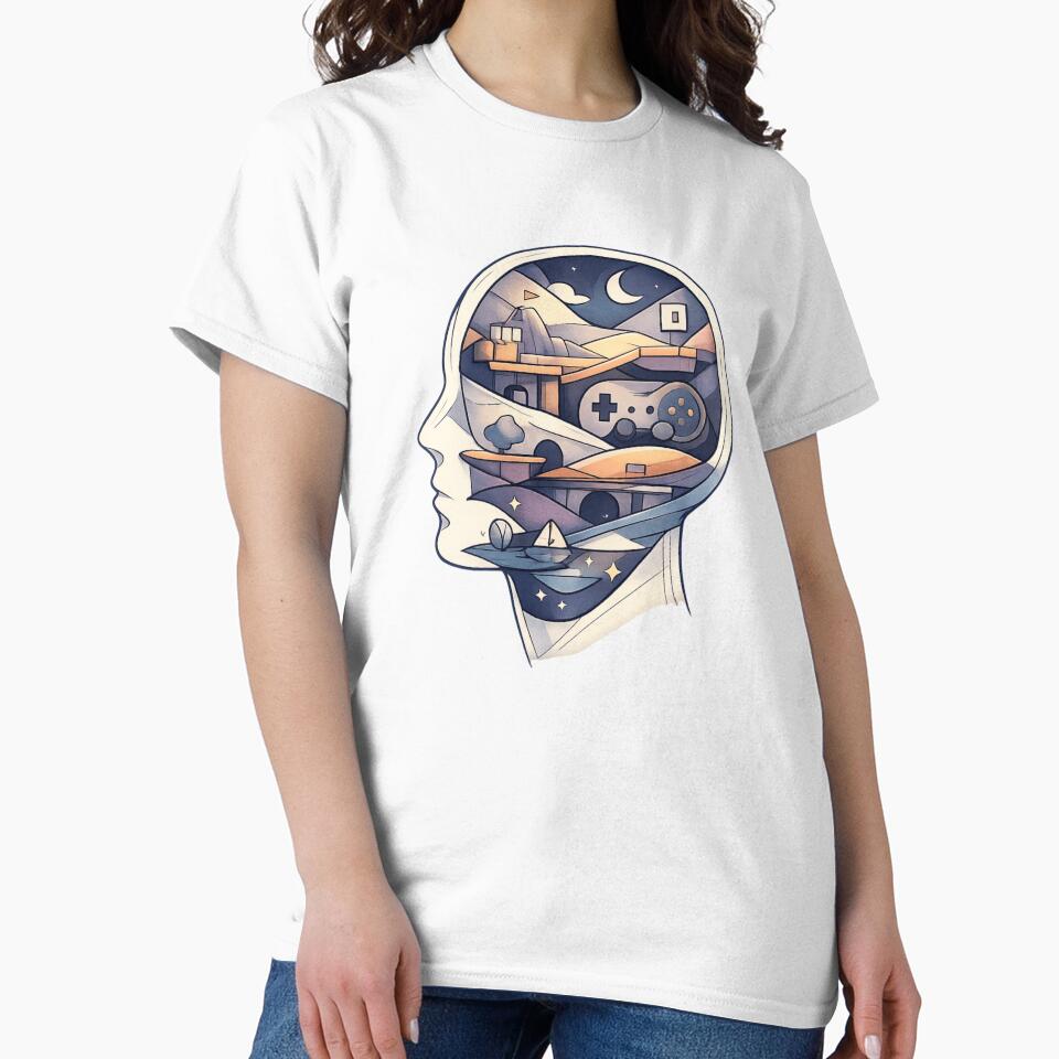 The Game Lives in My Head – Gamer Mind Illustration by VireonTees T-Shirts, Hoodie, Sweatshirt | BlankRebels.com (Image 2)