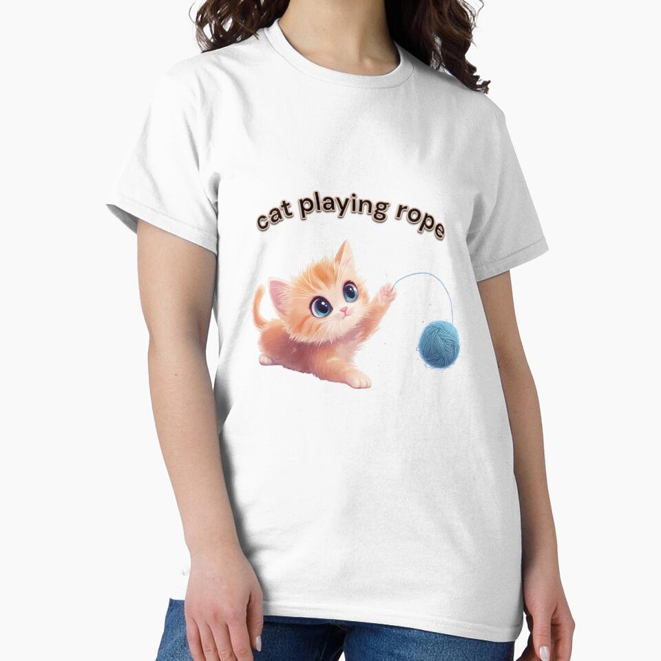Cute Kitten Playing with Yarn Ball by Suwit Thiamtanong T-Shirts, Hoodie, Sweatshirt | BlankRebels.com (Image 2)