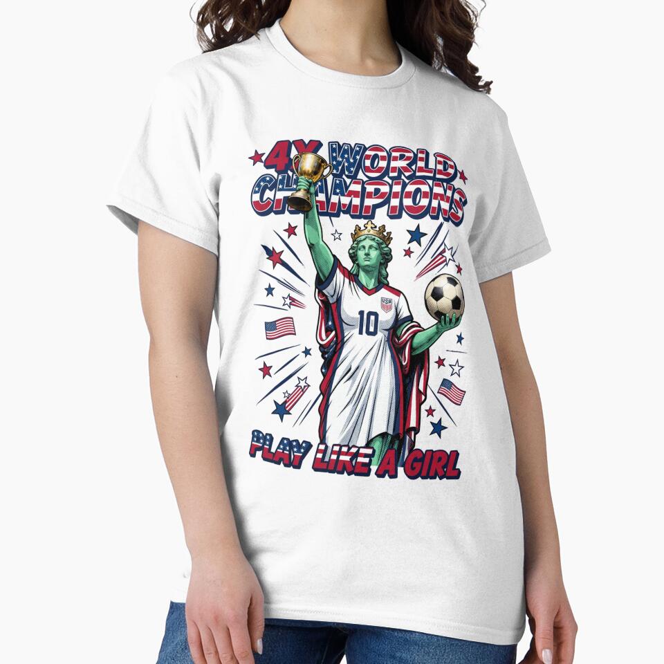 Play Like A Girl - Lady Liberty USA Women's Soccer Graphic by pixelandpassionart