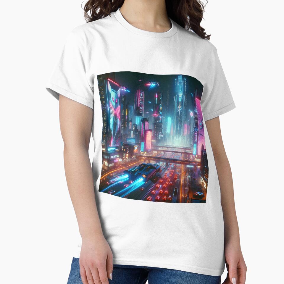 Synthwave Skylines: Exploring the Cybernetic Metropolis by somethingcreative T-Shirts, Hoodie, Sweatshirt (Image 2)