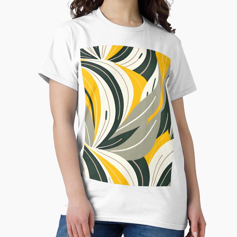 Mid Century Modern Abstract Botanical Yellow, Sage Green, Cream by Prints and Lifestyle T-Shirts, Hoodie,... (Image 2)
