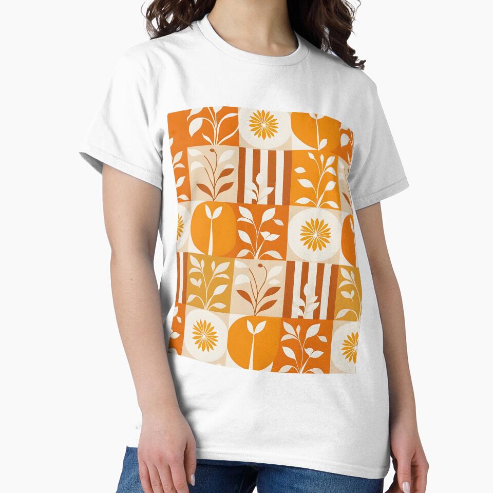 Retro Mid Mod Abstract Botanical Orange, Cream by Prints and Lifestyle T-Shirts, Hoodie, Sweatshirt (Image 2)