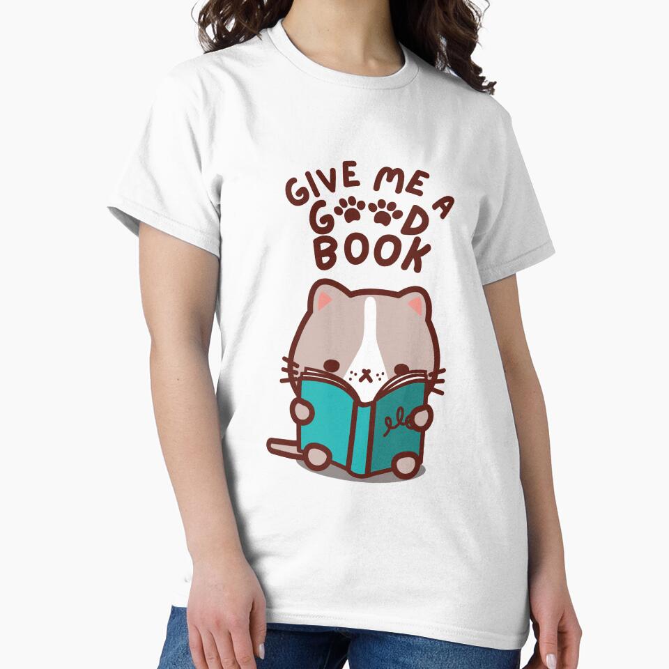 Give Me a Good Book Cute Kawaii Cat by UnwindMoon T-Shirts, Hoodie, Sweatshirt | BlankRebels.com (Image 2)