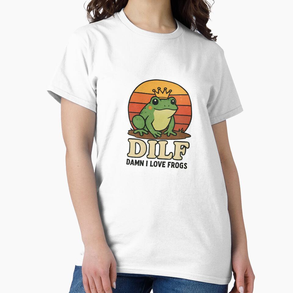 DILF Damn I Love Frogs - Vintage Retro Frog King by Basma Designs T-Shirts, Hoodie, Sweatshirt | BlankRebels.com (Image 2)