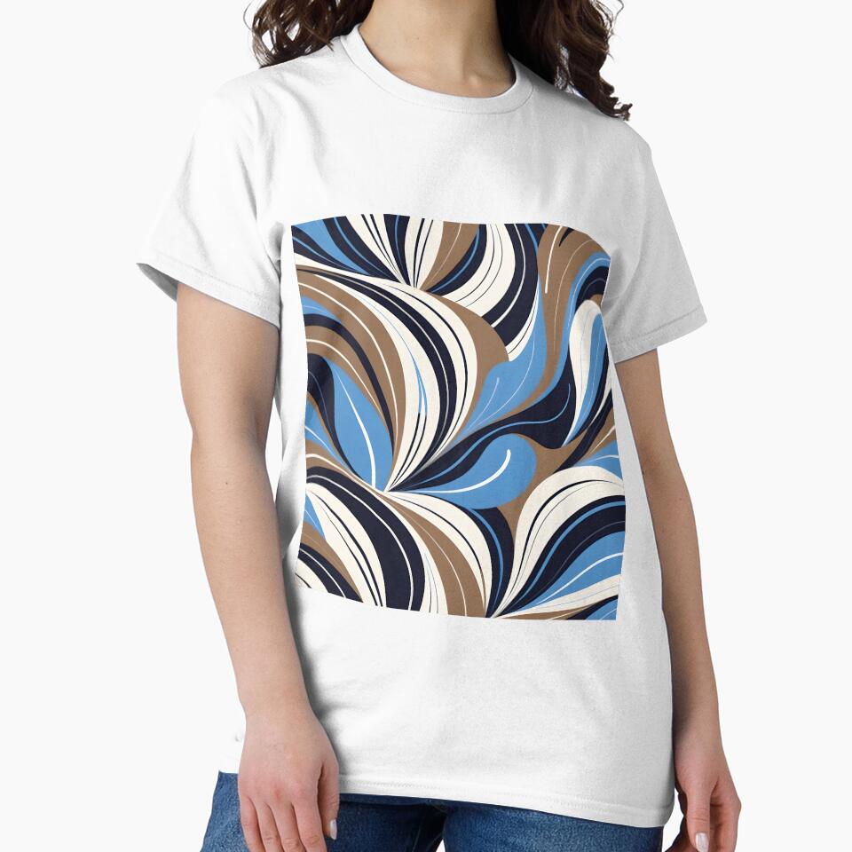 Mid Century Modern Abstract Botanical Brown, Sky Blue by Prints and Lifestyle T-Shirts, Hoodie, Sweatshirt (Image 2)