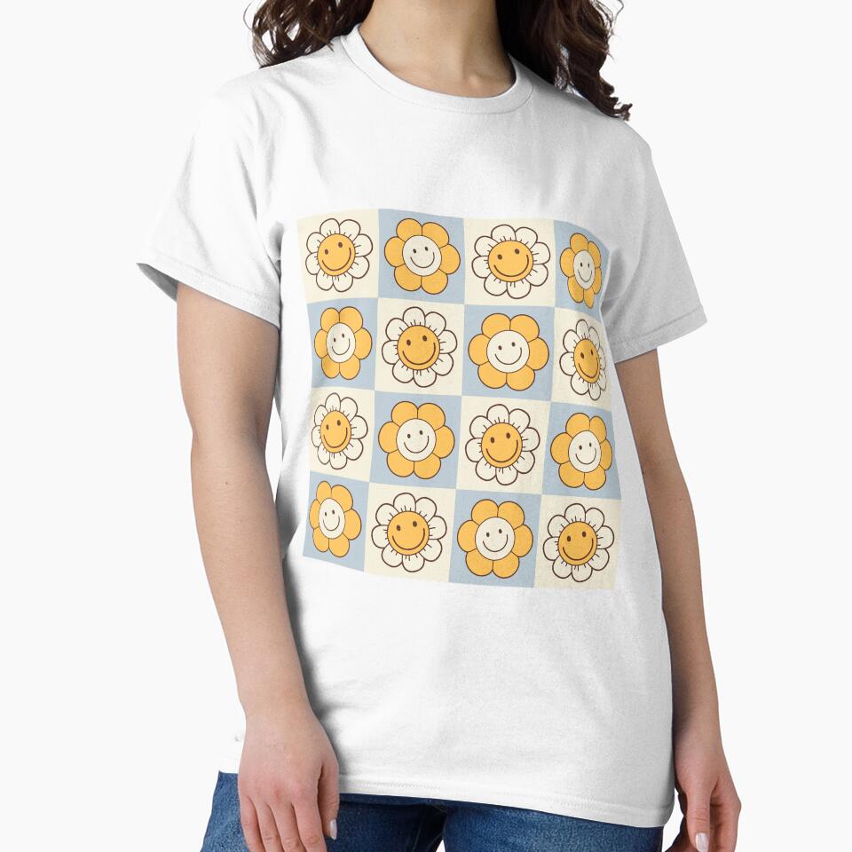 Checkered Hippie Happy Smiley Flowers by Throwtopia T-Shirts, Hoodie, Sweatshirt | BlankRebels.com (Image 2)