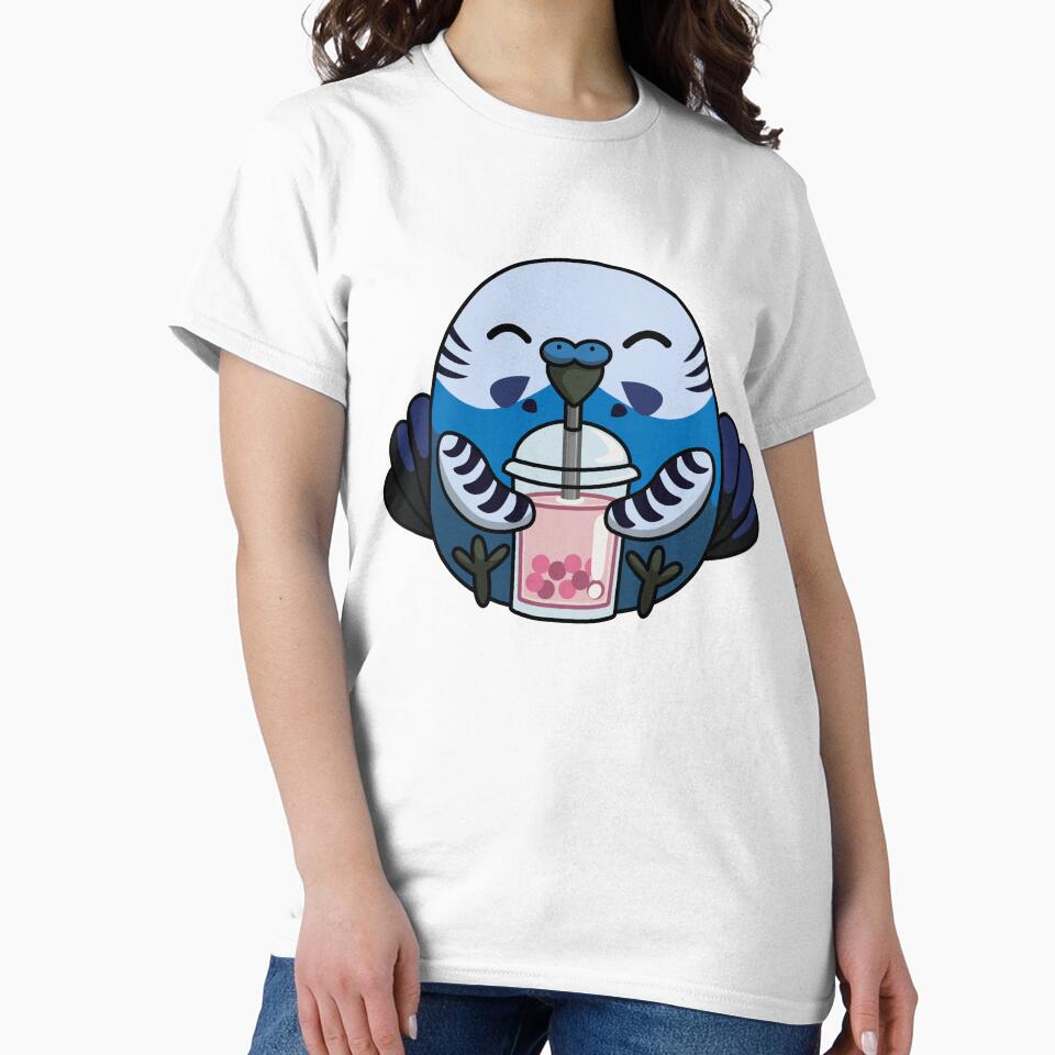 Bubbly Budgie Cute Adorable Budgie with Bubble Tea by ClumsyCat T-Shirts, Hoodie, Sweatshirt | BlankRebels.com (Image 2)