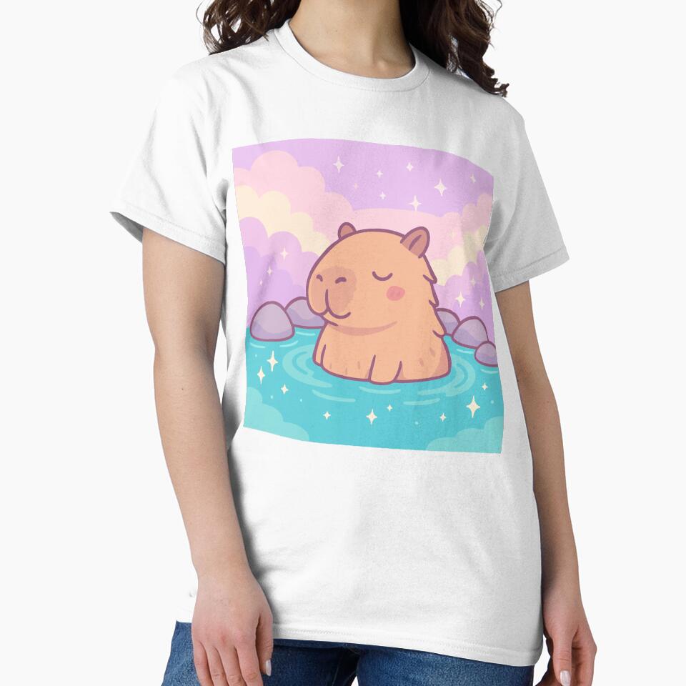 Capybara Onsen Nap – Kawaii Dreamcore Pastel Animal Illustration by Cuckoo Parrot T-Shirts, Hoodie, Sweatshirt (Image 2)