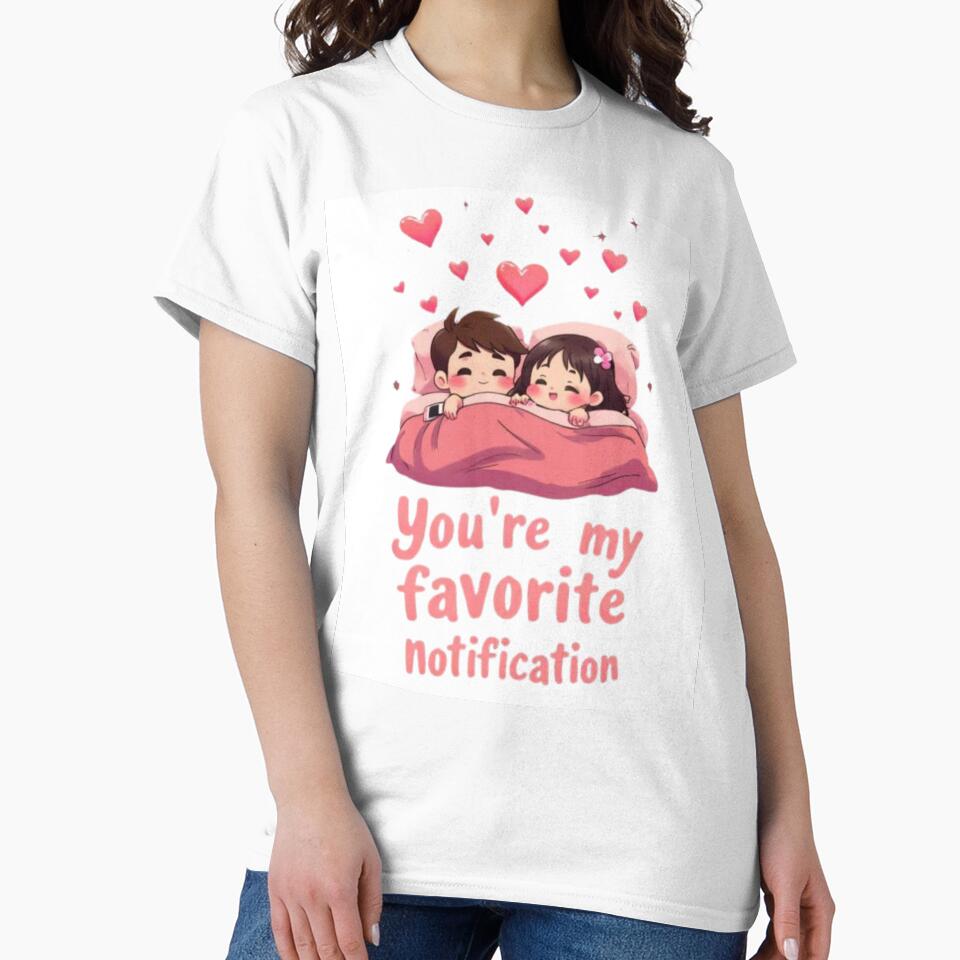 You're My Favorite Notification | Cute Romantic Couple in Bed by NovaVibe828 T-Shirts, Hoodie, Sweatshirt (Image 2)