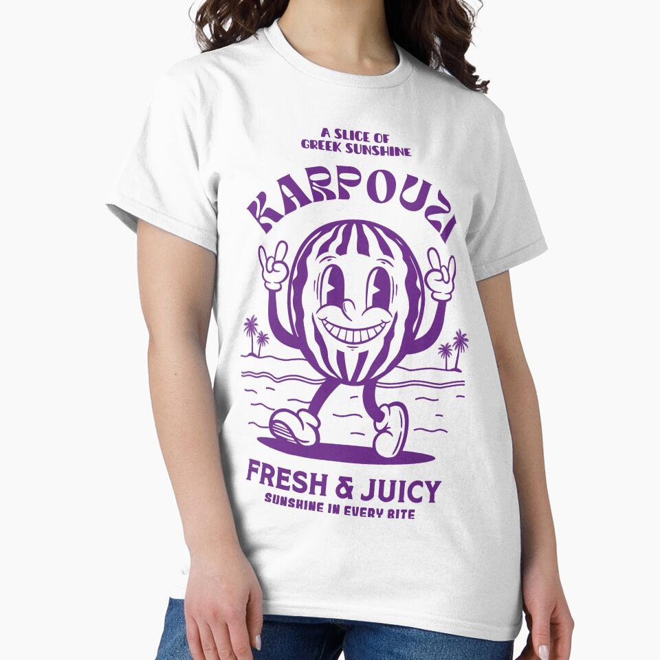 Greek Karpouzi Watermelon Retro Mascot Tshirt by GreekTs