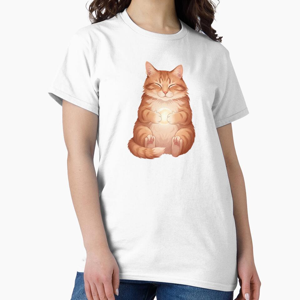 Cute Orange Cat Holding Crystal Ball – Tarot Mystic Kitty Meditation by Soul Path T-Shirts, Hoodie, Sweatshirt (Image 2)