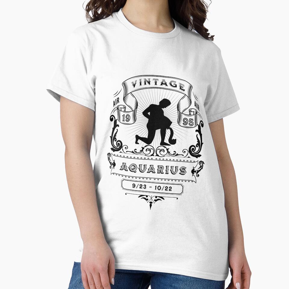 The Zodiac Sign of Aquarius Black and White 1995 by rhombusOnion T-Shirts, Hoodie, Sweatshirt | BlankRebels.com (Image 2)