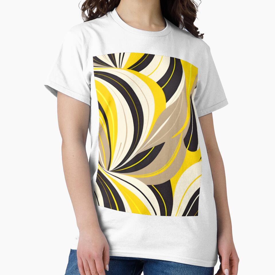 Mid Century Modern Abstract Botanical Beige, Black , Yellow by Prints and Lifestyle T-Shirts, Hoodie, Sweatshirt (Image 2)