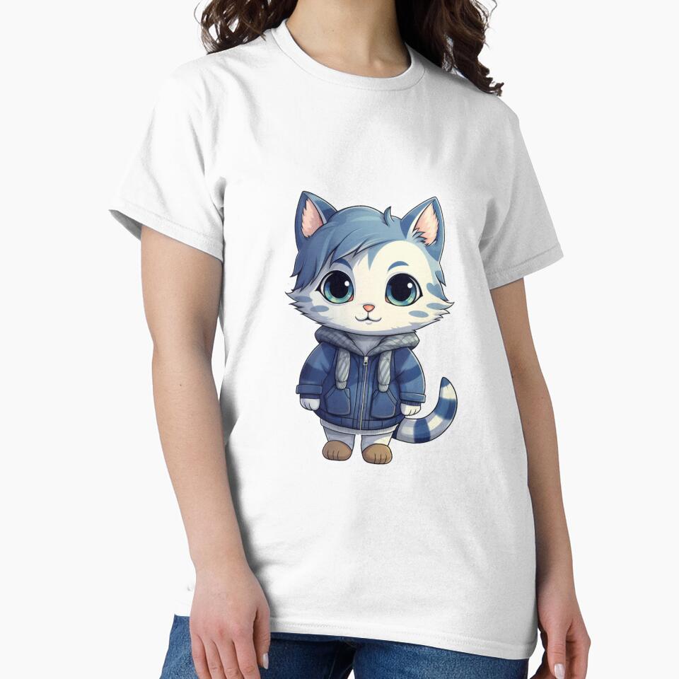 Cat Wearing Blue Hoodie by NicolasGlowArt