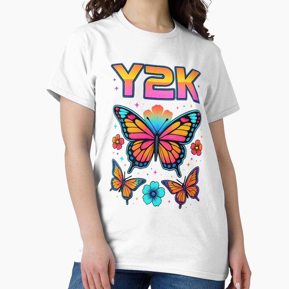 Y2K Butterfly Rainbow Aesthetic | Retro Neon Butterflies Graphic by RedCatTat T-Shirts, Hoodie, Sweatshirt (Image 2)