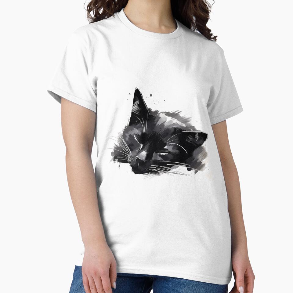 Lazy black cat sleeping drawing style by apseen T-Shirts, Hoodie, Sweatshirt | BlankRebels.com (Image 2)