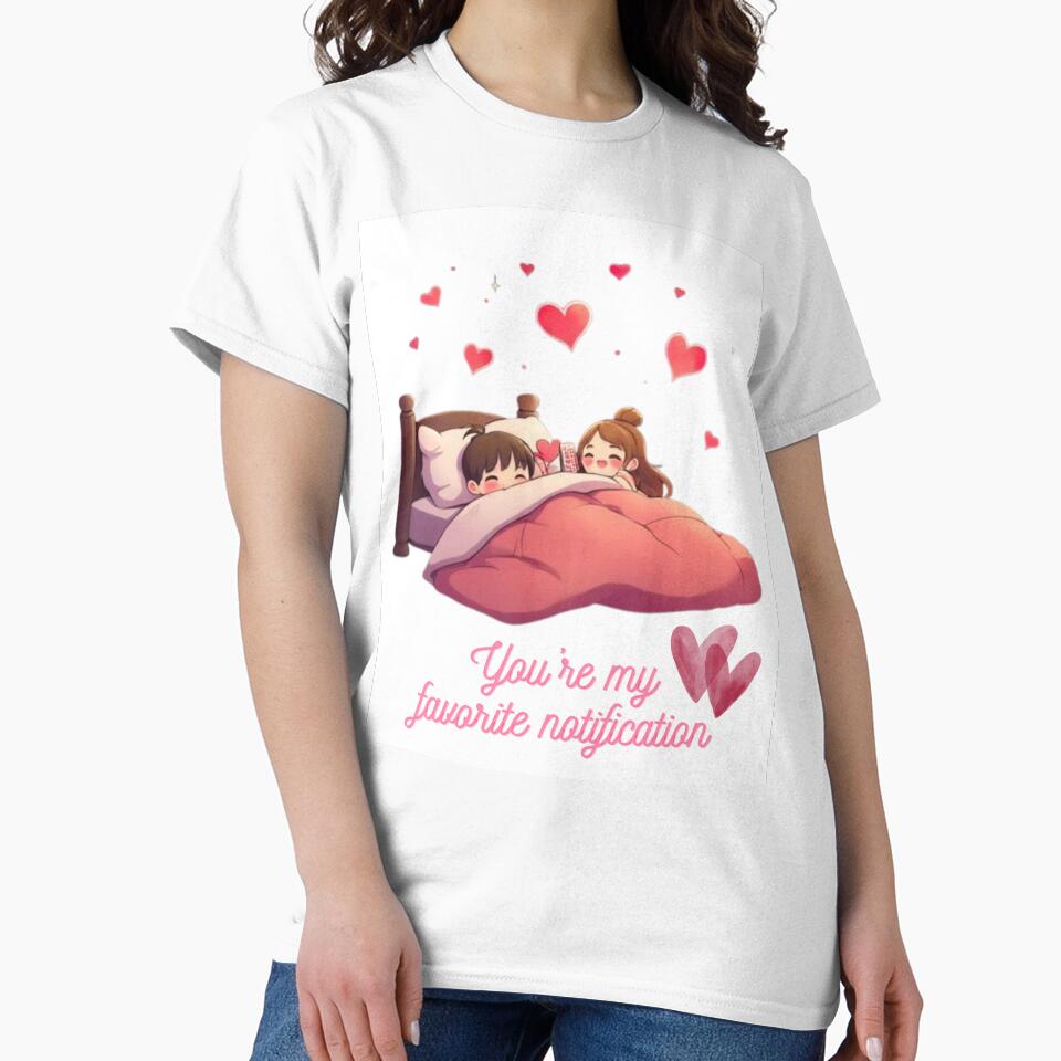 You're My Favorite Notification | Cute Snuggling Couple with Hearts by NovaVibe828 T-Shirts, Hoodie, Sweatshirt (Image 2)