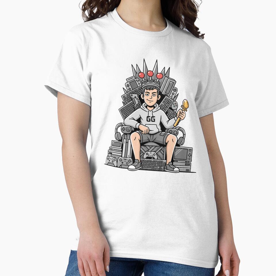 GG Gamer King on Retro Gaming Throne – Victory & Skill Illustration by VireonTees T-Shirts, Hoodie, Sweatshirt (Image 2)