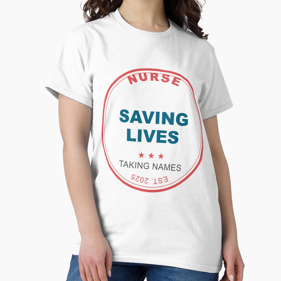 Nurse Badge Vintage Design Saving Lives by markify T-Shirts, Hoodie, Sweatshirt | BlankRebels.com (Image 2)