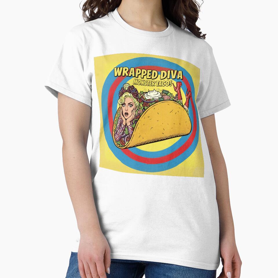 WRAPPED DIVA MONSTER TACO - The Ultimate Retro Pop Art Food Design! by SammyMorry T-Shirts, Hoodie, Sweatshirt (Image 2)