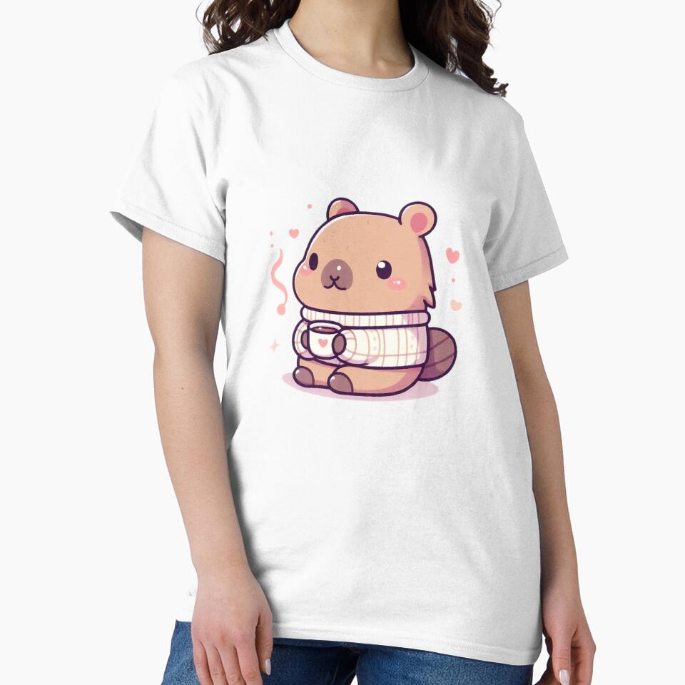 Cute Zen Capybara with Coffee Cup by PixelAIStudio T-Shirts, Hoodie, Sweatshirt | BlankRebels.com (Image 2)
