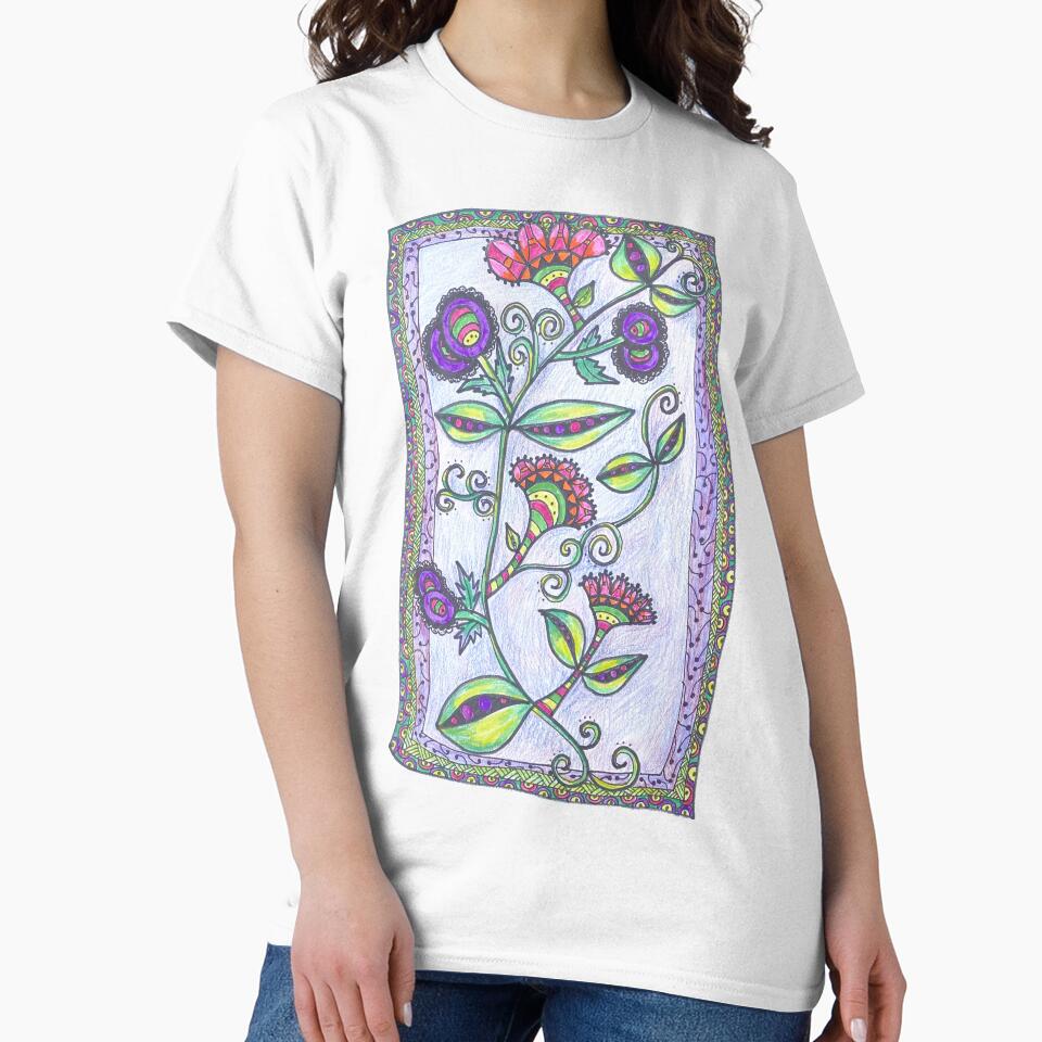 Floral Doodle Art Design by JackiesTshirts T-Shirts, Hoodie, Sweatshirt | BlankRebels.com (Image 2)