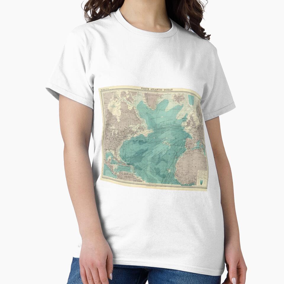 Vintage Map of The Atlantic Ocean (1922) by BravuraMedia T-Shirts, Hoodie, Sweatshirt | BlankRebels.com (Image 2)