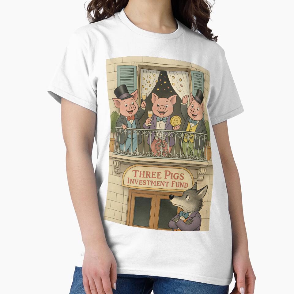 Three Little Pigs Investment Fund - Funny Fairy Tale Parody Wall Street Art by SammyMorry T-Shirts, Hoodie,... (Image 2)