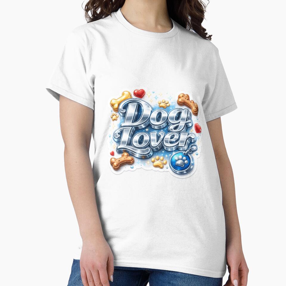 Dog Lover 3D Chrome Sticker – Cute Paw Print Dog Lover Design for Pet Owners & Dog Moms on T-Shirt, Sticker, Phone case, mug, bag, hoodie by ArtByTripti
