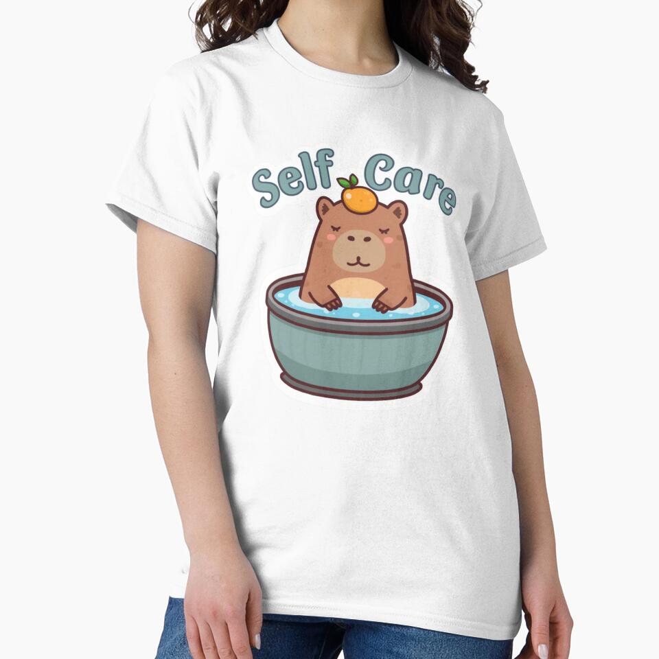 Self Care Capybara - Zen Meditating Animal Mental Health Sticker by The Prompted Soul T-Shirts, Hoodie, Sweatshirt (Image 2)