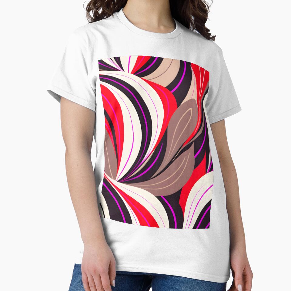Mid Century Modern Abstract Botanical Chocolate Brown, Coral by Prints and Lifestyle T-Shirts, Hoodie, Sweatshirt (Image 2)
