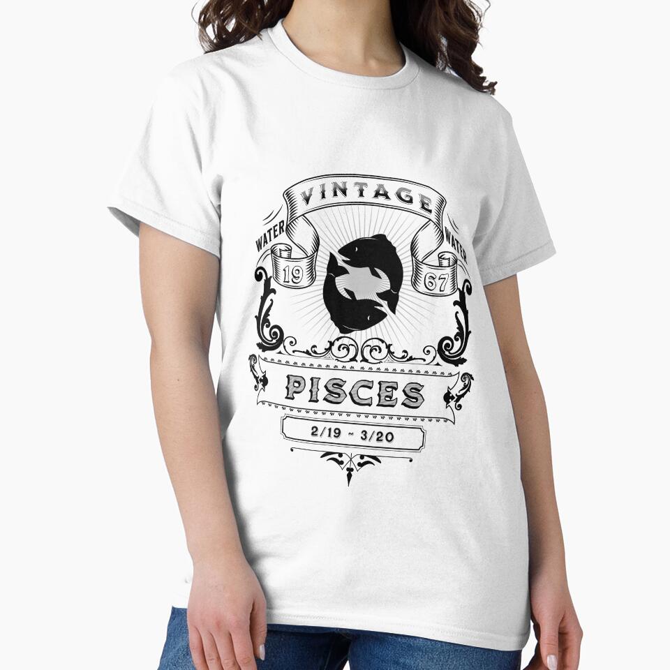 The Zodiac Sign of Pisces Black and White 1967 by rhombusOnion T-Shirts, Hoodie, Sweatshirt | BlankRebels.com (Image 2)