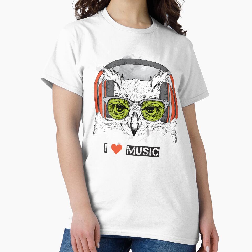 Owl, I Love Music by jothi-designers T-Shirts, Hoodie, Sweatshirt | BlankRebels.com (Image 2)