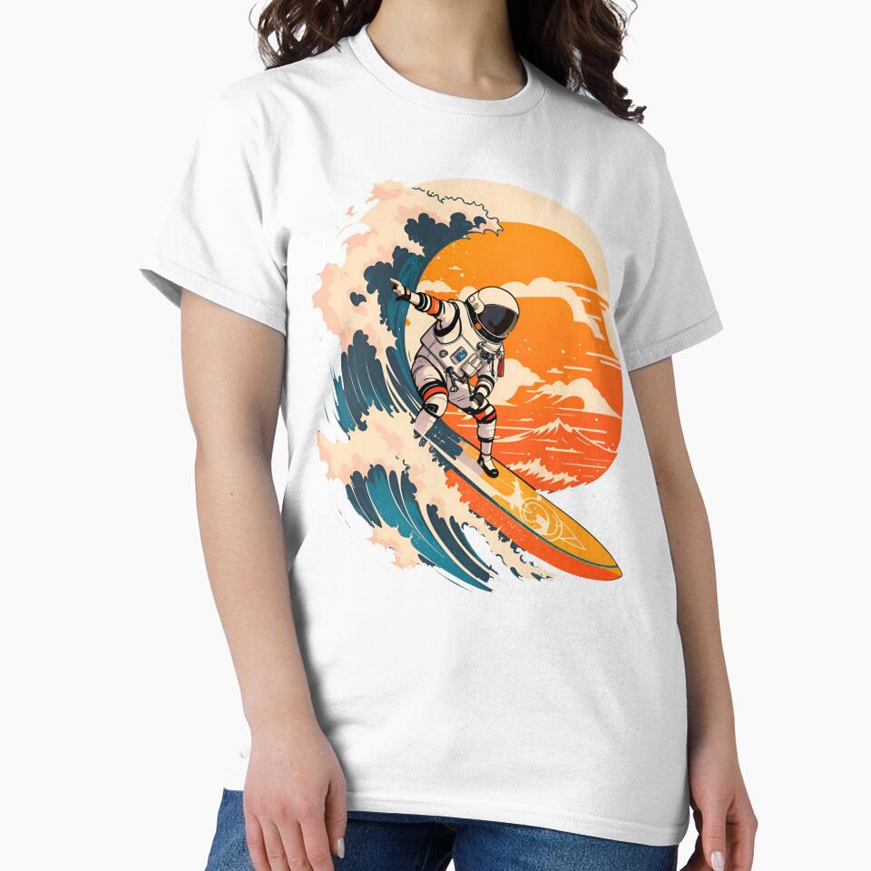 Outer space surfing astronaut - astronaut surfing cosmic waves by Domy7 T-Shirts, Hoodie, Sweatshirt (Image 2)