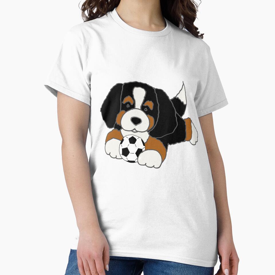Cute Bernese Mountain Dog Playing Soccer by Nature's Fancy