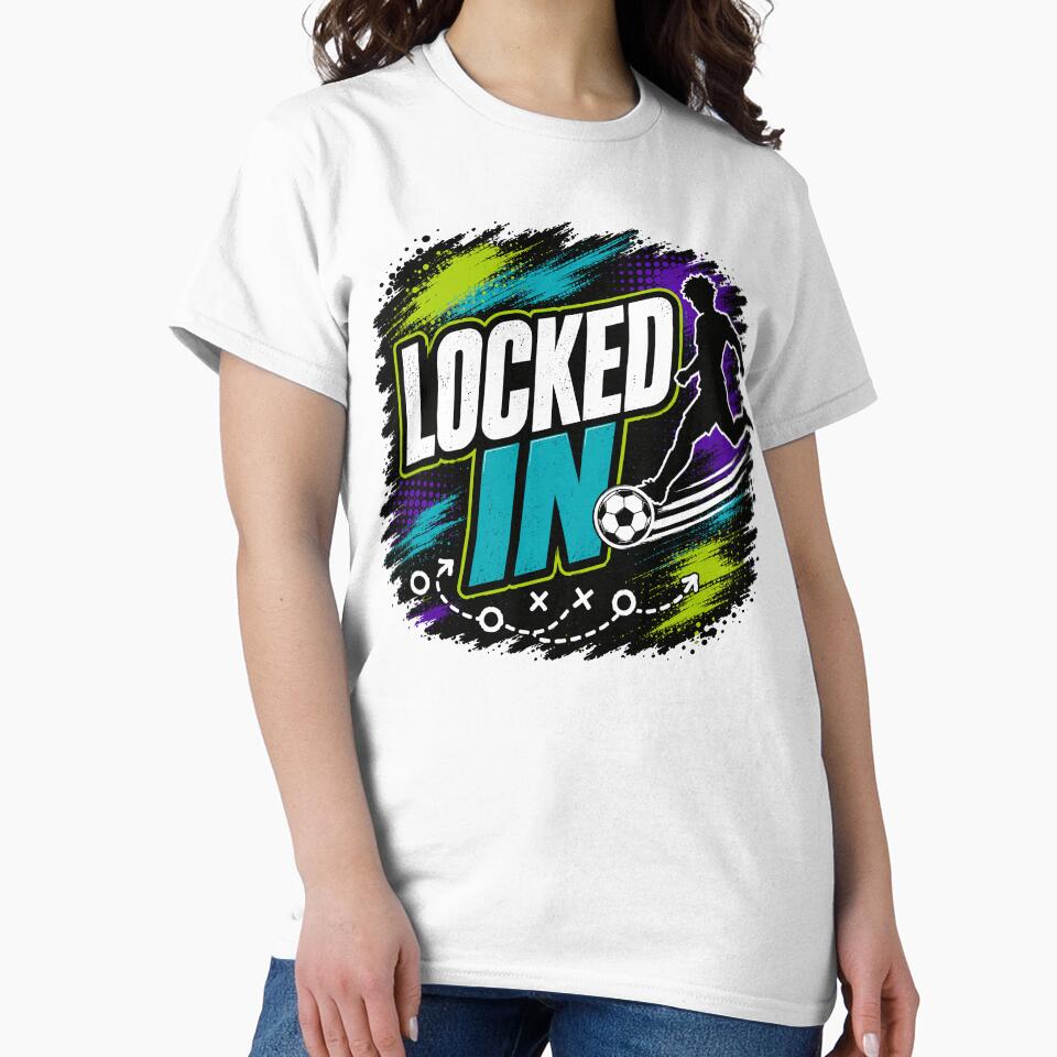 Locked In Soccer Grunge Graphic Tee by Electric Penny Studio