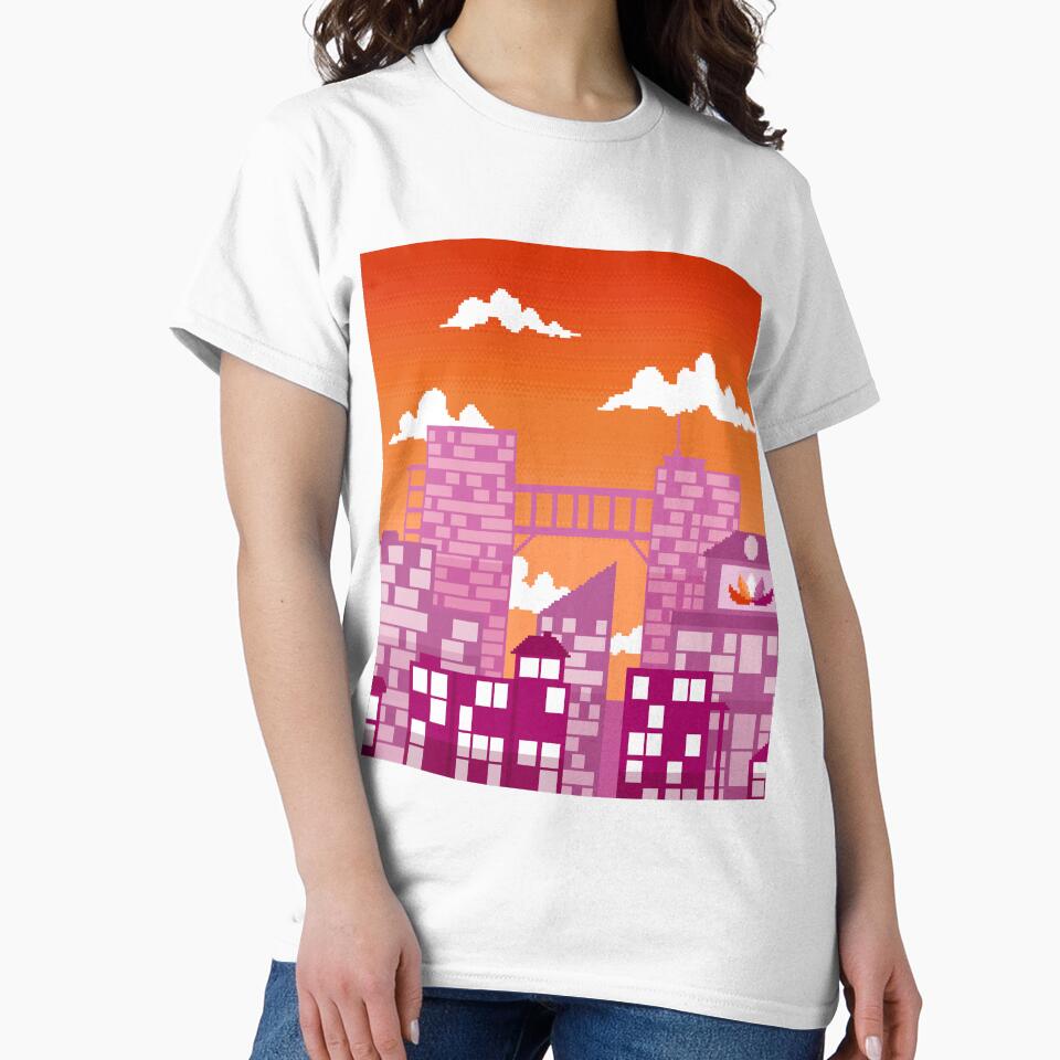 Pixel Lesbian Pride City by MetallicWings15 T-Shirts, Hoodie, Sweatshirt | BlankRebels.com (Image 2)