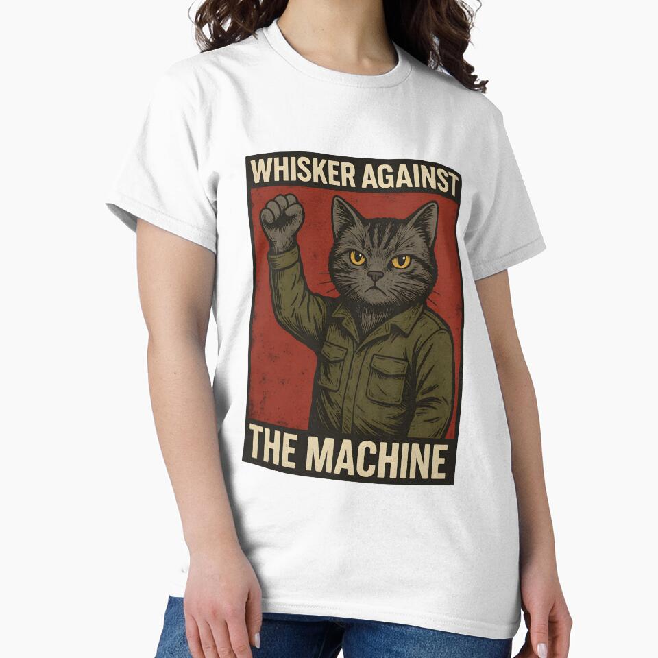Whisker Against the Machine | Rebel Cat Protest T-Shirt by bvnf Hoodie, Sweatshirt | BlankRebels.com (Image 2)